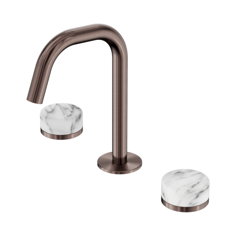 Nero Serenity Basin Set Edge Spout With Arabescato Corchia Handle Brushed Bronze (24D026BZ)