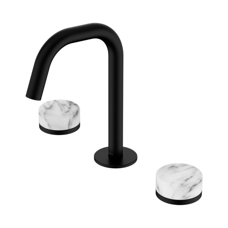 Nero Serenity Basin Set Edge Spout With Arabescato Corchia Handle Matte Black (24D026MB)
