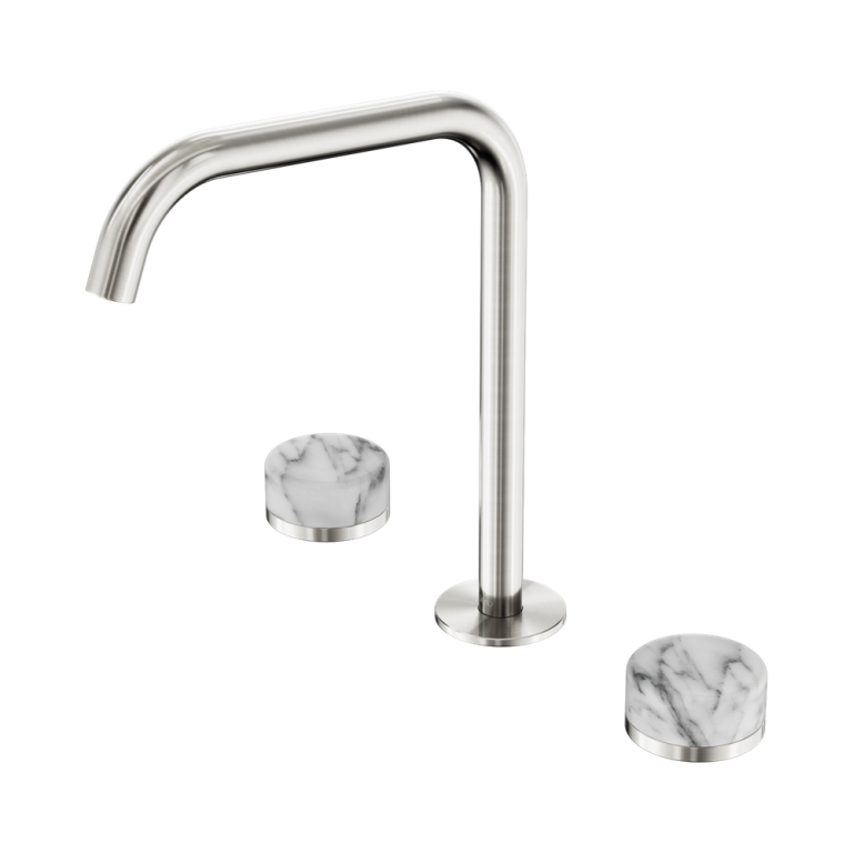 Nero Serenity Bath/Kitchen Set Edge Spout With Arabescato Corchia Handle Brushed Nickel (24D032BN)