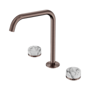 Nero Serenity Bath/Kitchen Set Edge Spout With Arabescato Corchia Handle Brushed Bronze (24D032BZ)