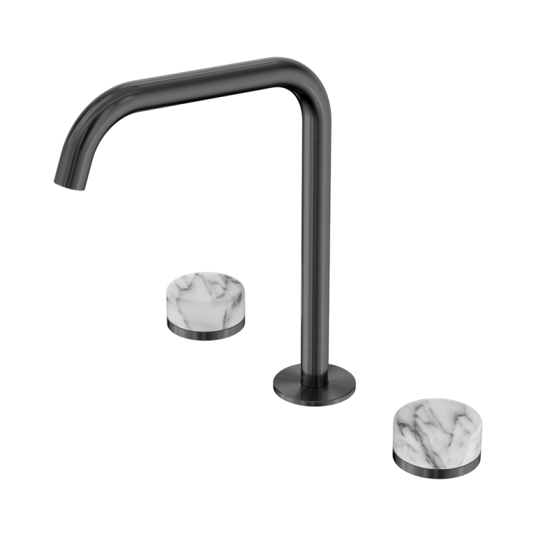 Nero Serenity Bath/Kitchen Set Edge Spout With Arabescato Corchia Handle Gun Metal (24D032GM)