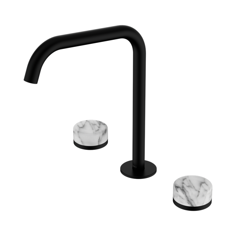 Nero Serenity Bath/Kitchen Set Edge Spout With Arabescato Corchia Handle Matte Black (24D032MB)