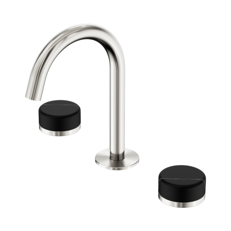 Nero Serenity Basin Set Arc Spout With Marquina Black Handle Brushed Nickel (24D117BN)