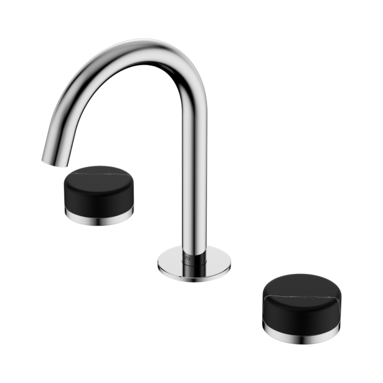 Nero Serenity Basin Set Arc Spout With Marquina Black Handle Chrome (24D117CH)
