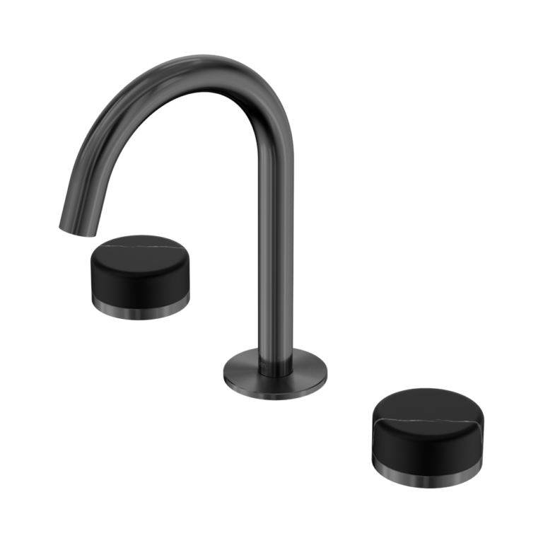 Nero Serenity Basin Set Arc Spout With Marquina Black Handle Gun Metal (24D117GM)