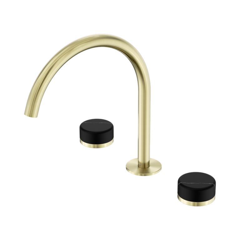 Nero Serenity Bath/Kitchen Set Arc Spout With Marquina Black Handle Brushed Gold (24D118BG)