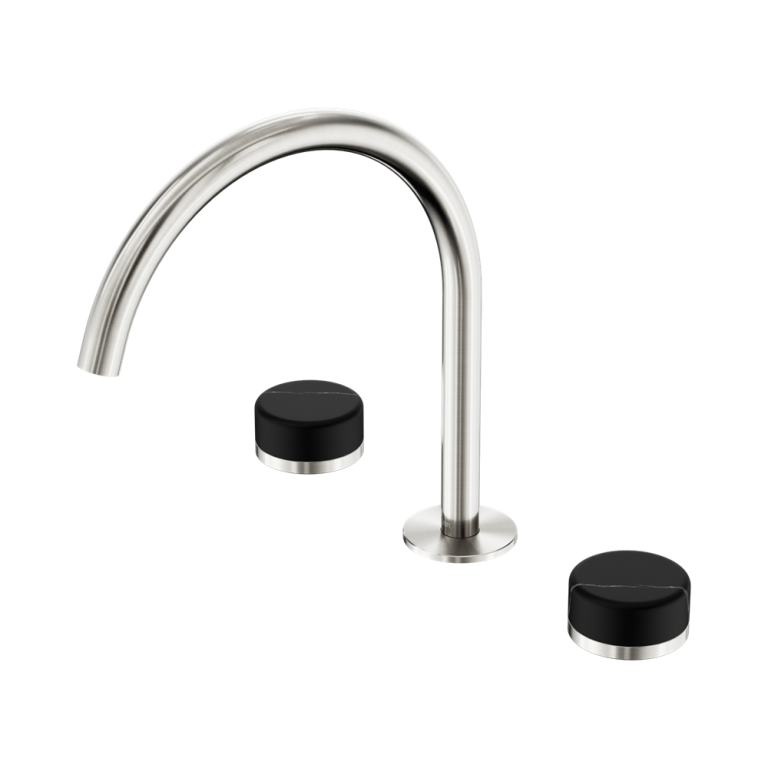 Nero Serenity Bath/Kitchen Set Arc Spout With Marquina Black Handle Brushed Nickel (24D118BN)