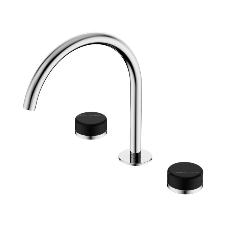 Nero Serenity Bath/Kitchen Set Arc Spout With Marquina Black Handle Chrome (24D118CH)