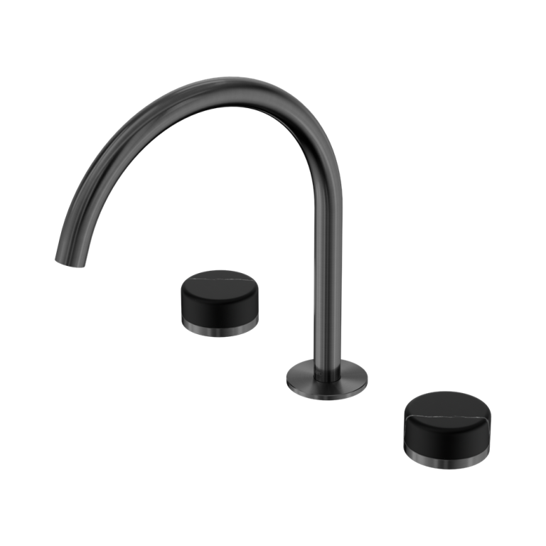 Nero Serenity Bath/Kitchen Set Arc Spout With Marquina Black Handle Gun Metal (24D118GM)
