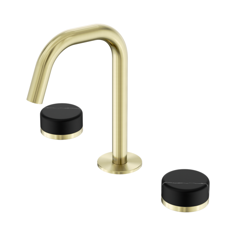 Nero Serenity Basin Set Edge Spout With Marquina Black Handle Brushed Gold (24D119BG)
