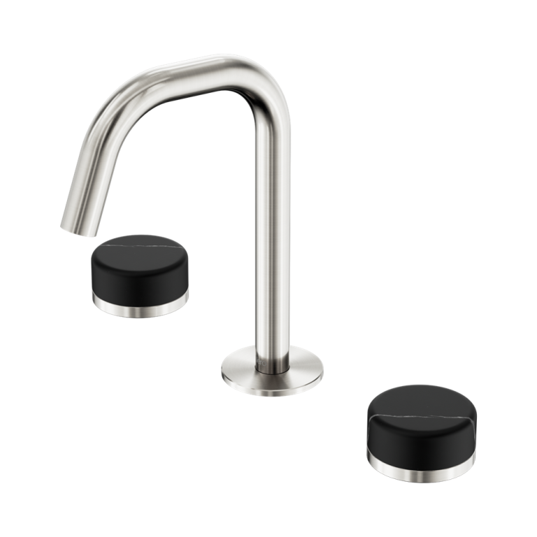 Nero Serenity Basin Set Edge Spout With Marquina Black Handle Brushed Nickel (24D119BN)