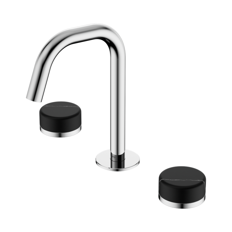 Nero Serenity Basin Set Edge Spout With Marquina Black Handle Chrome (24D119CH)