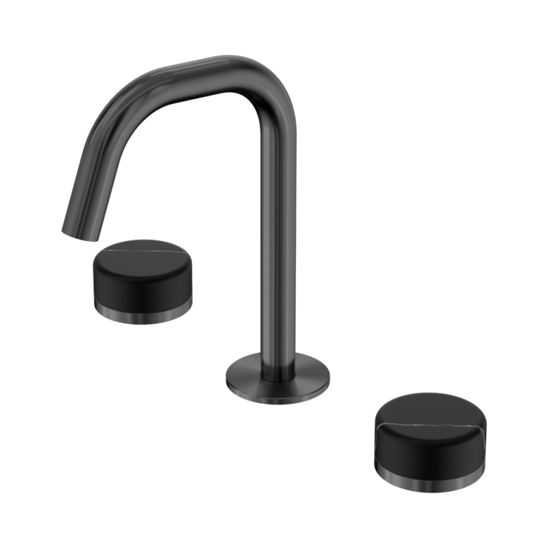 Nero Serenity Basin Set Edge Spout With Marquina Black Handle Gun Metal (24D119GM)