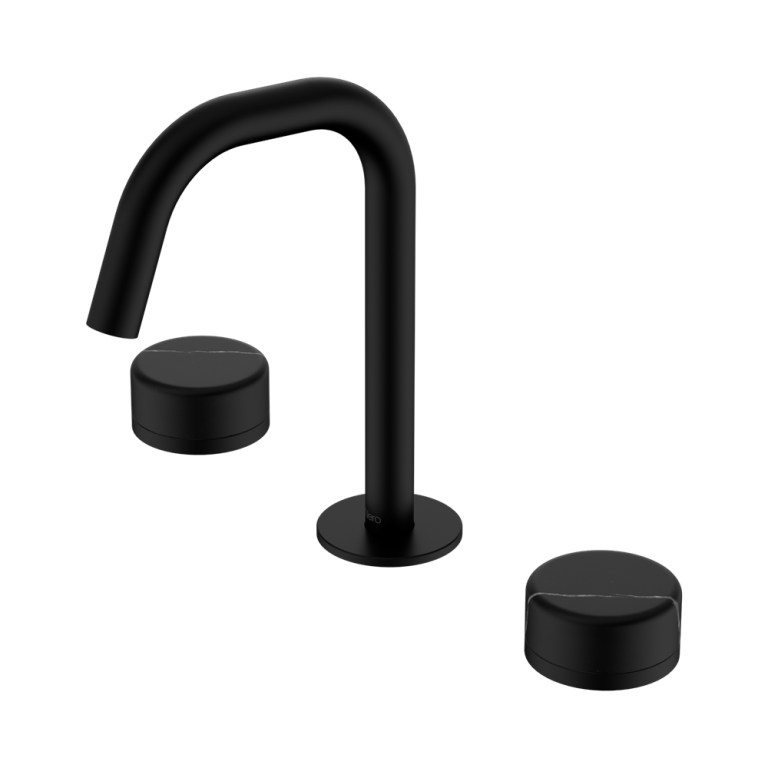 Nero Serenity Basin Set Edge Spout With Marquina Black Handle Matte Black (24D119MB)