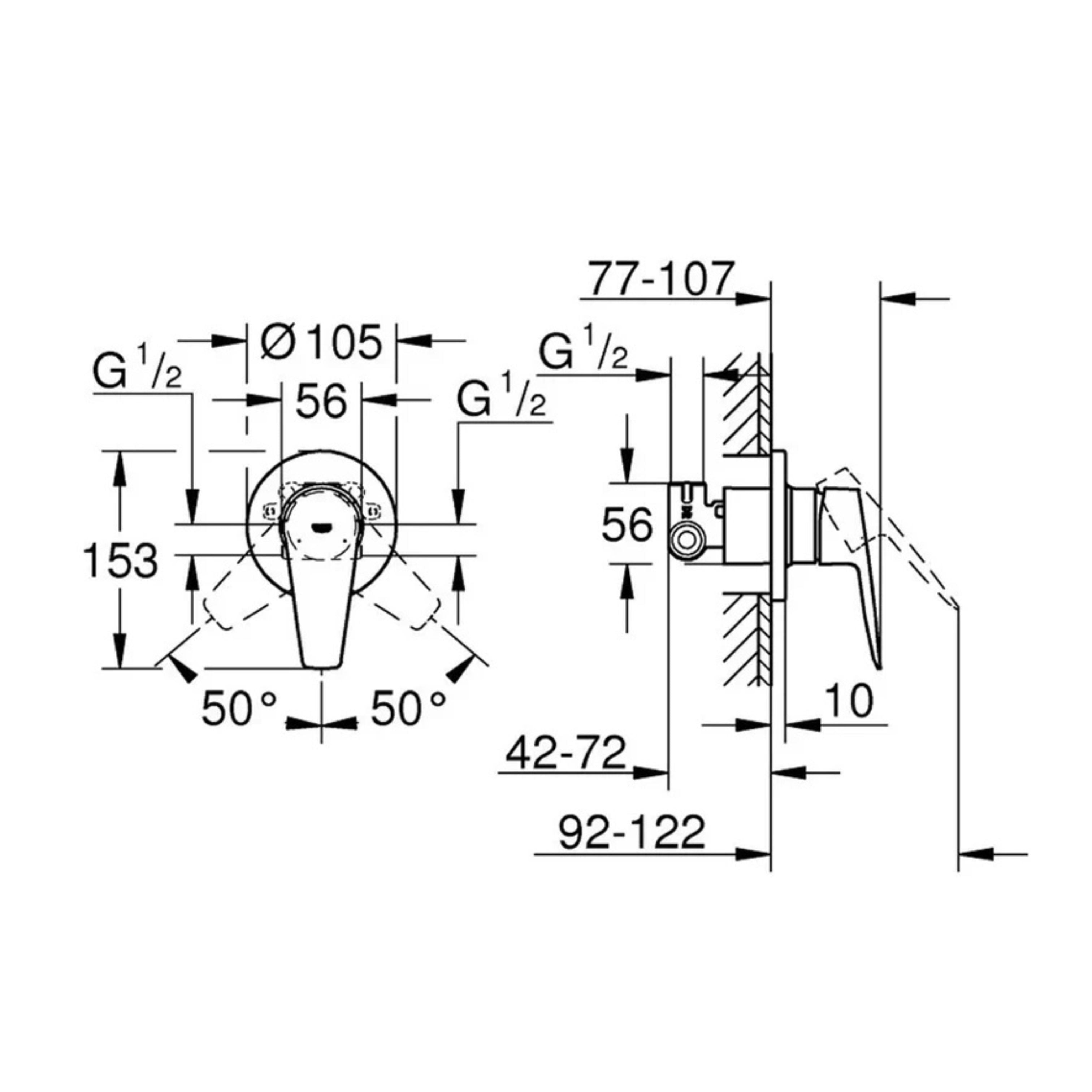 Grohe Bauedge New Shower Mixer Chrome (29188001 & 32962001)