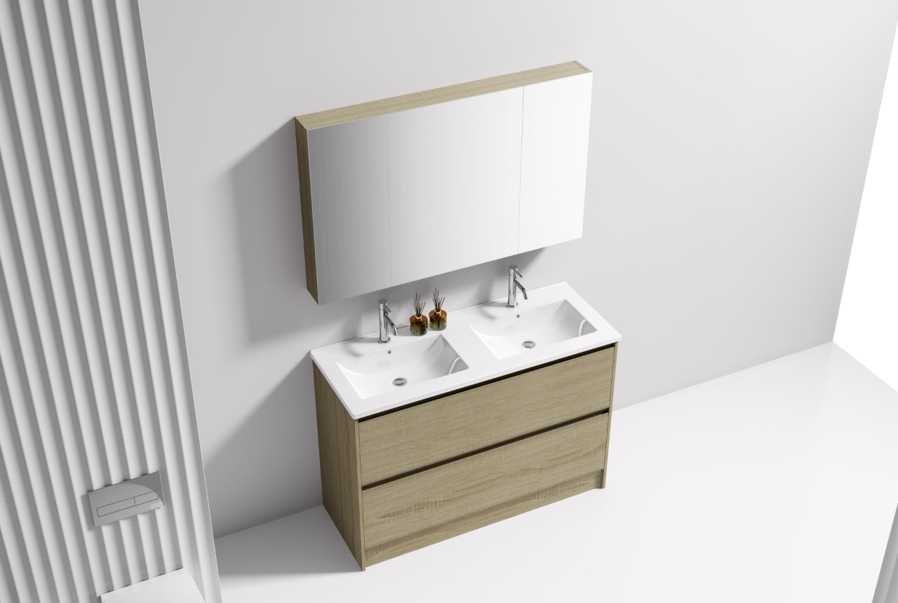 Nora Verona Floor Standing Vanity Double Bowl North American Oak W1190*D455*H820 (RBV-6009MCNAO1200DB) CABINET ONLY