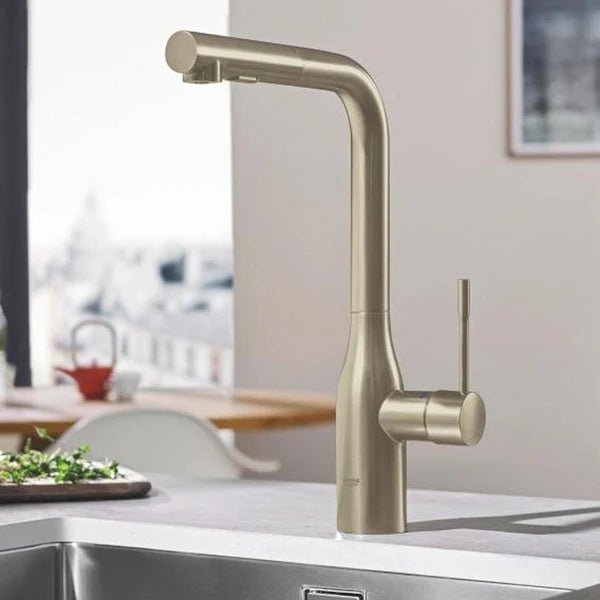 Grohe Essence Single-Lever Sink Mixer With Pull-Out Spray Hard 1/2″ Brushed Nickel (30371EN0)