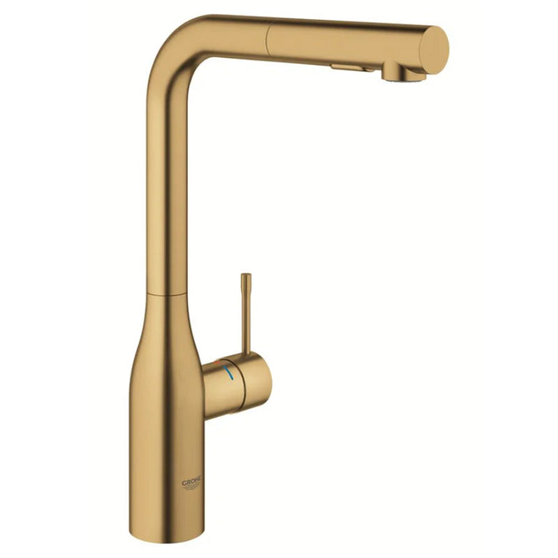 Grohe Essence Single-Lever Sink Mixer With Pull-Out Spray Hard 1/2″ Brushed Brass (30371GN0)