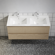 Nora Wall-Hung Vanity, Double, North American Oak, W1190*D455*H520 (RBV-1014MCLO1200D) CABINET ONLY