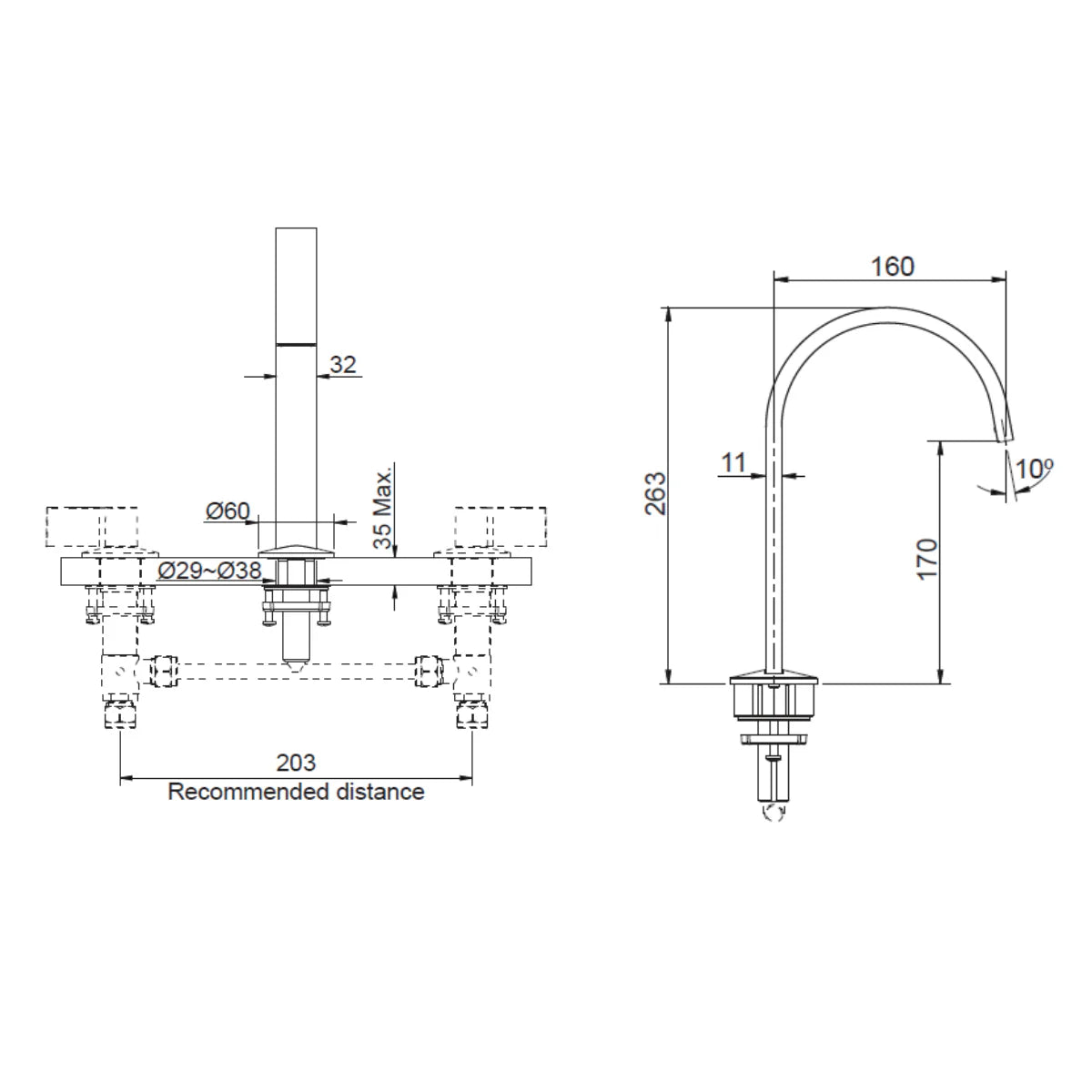 Kohler Components Hob Basin Spout Brushed Brass (77968T-ND-2MB)