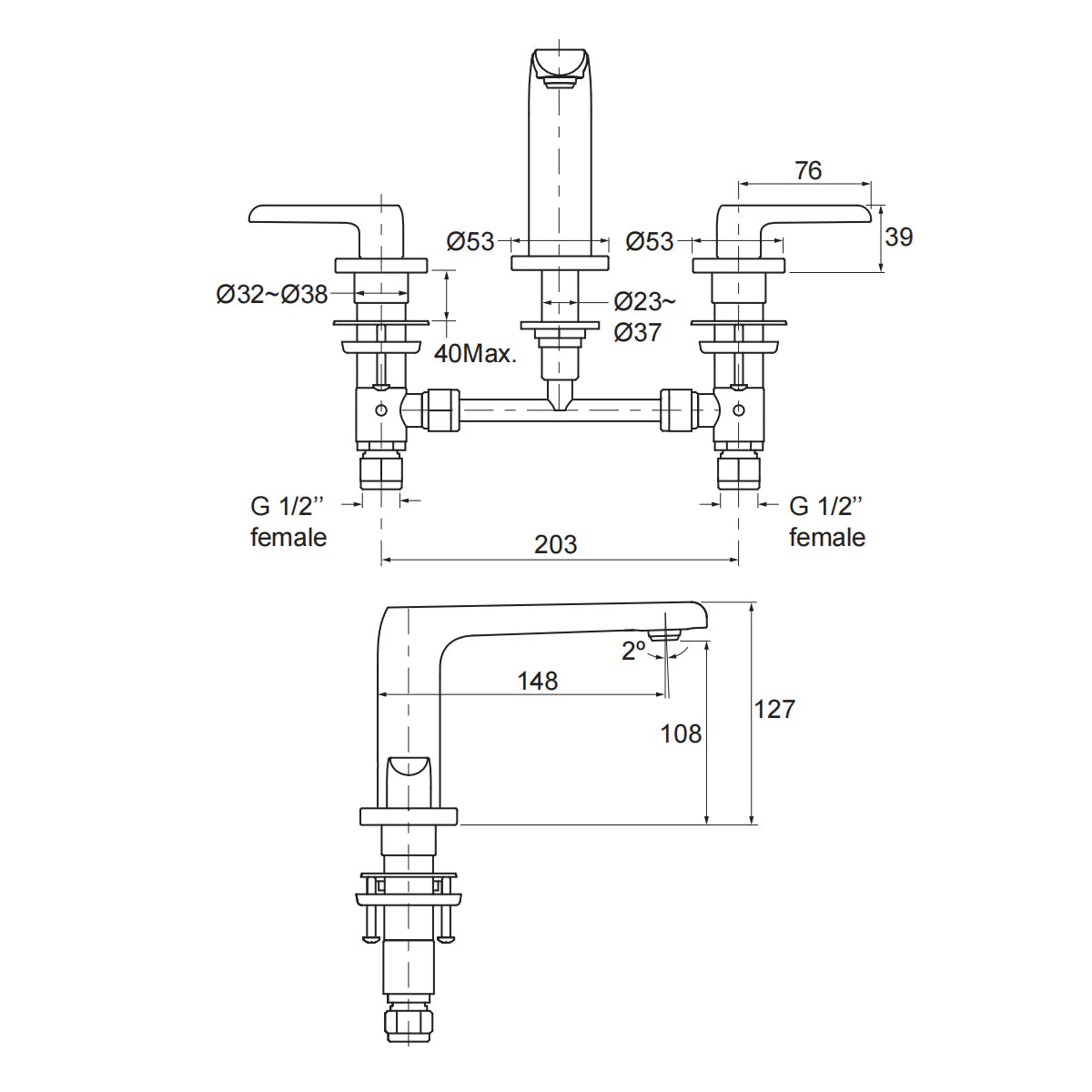 Kohler Avid 3TH Basin Set Chrome (97352T-4ND-CP)