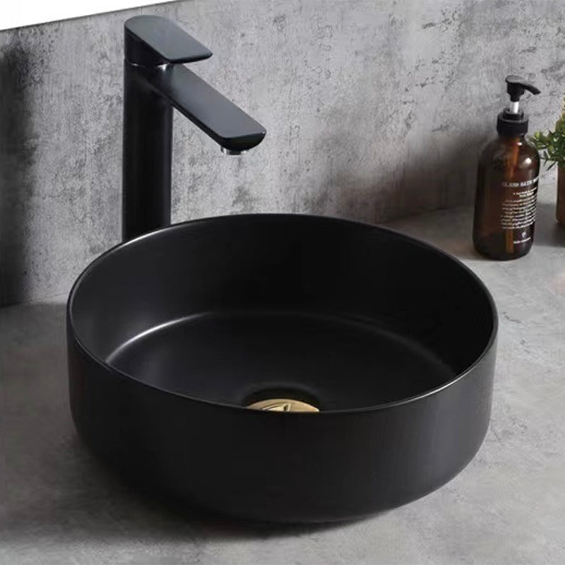 Nora Circo Ceramic Round Vessel Basin without Overflow Matt Black Φ360*H120mm (499-36MB)