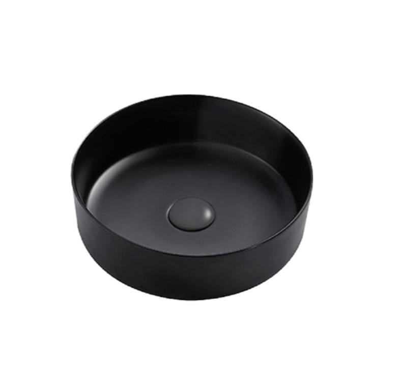 Nora Circo Ceramic Round Vessel Basin without Overflow Matt Black Φ400*H120mm (499-40MB)