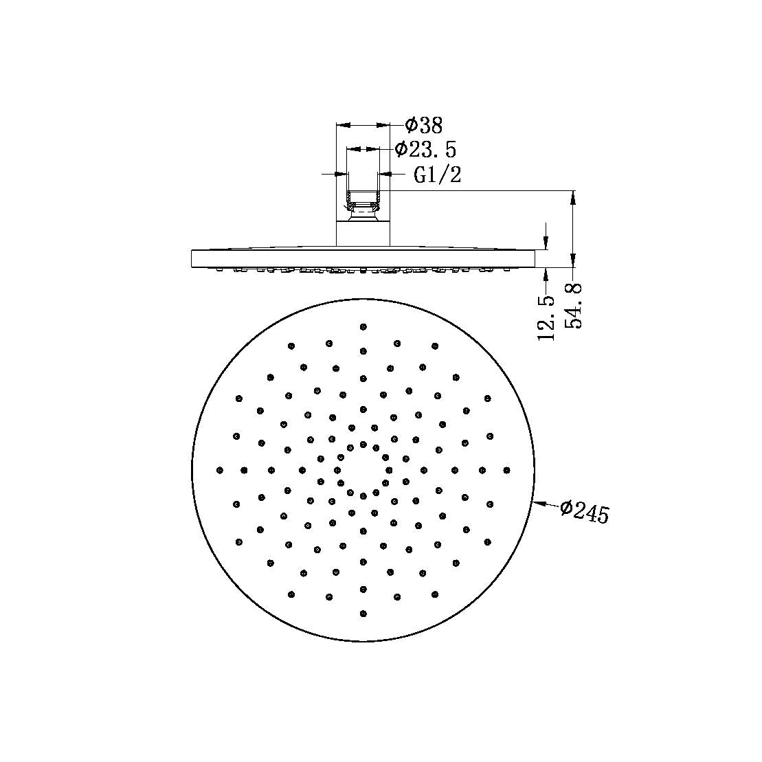 Nero 250mm Abs Round Shower Head Matte Black (NR508088MB)