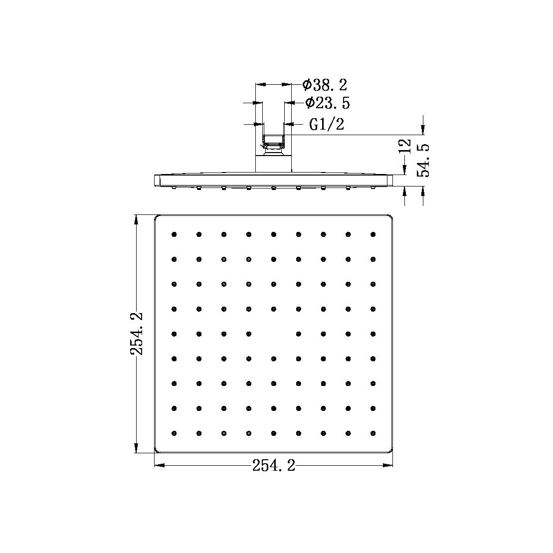 Nero 250mm Abs Square Shower Head Matte Black (NR508089MB)