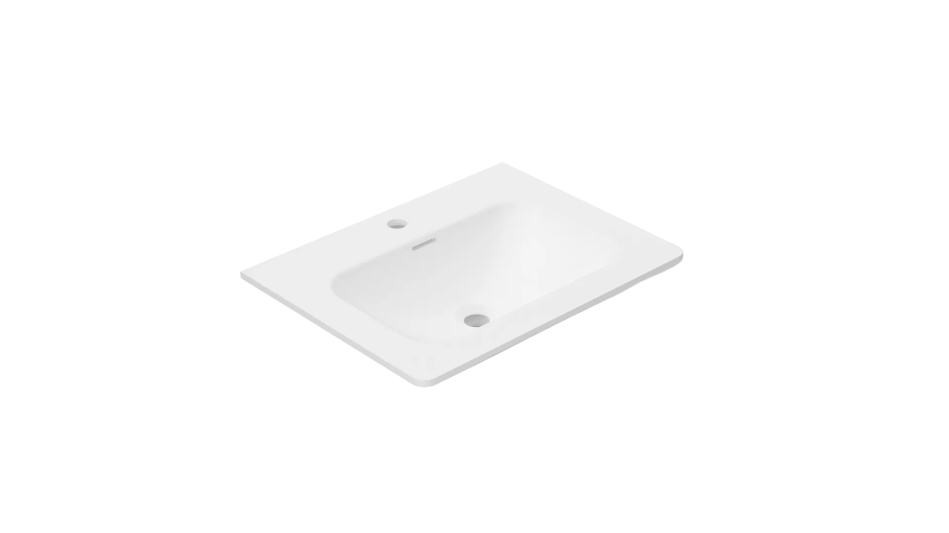 Nora Bianca Solid Surface Vanity Top with Overflow, W600*D460*H135mm, Round Corner, Matt White (SS-RC25-MW600)