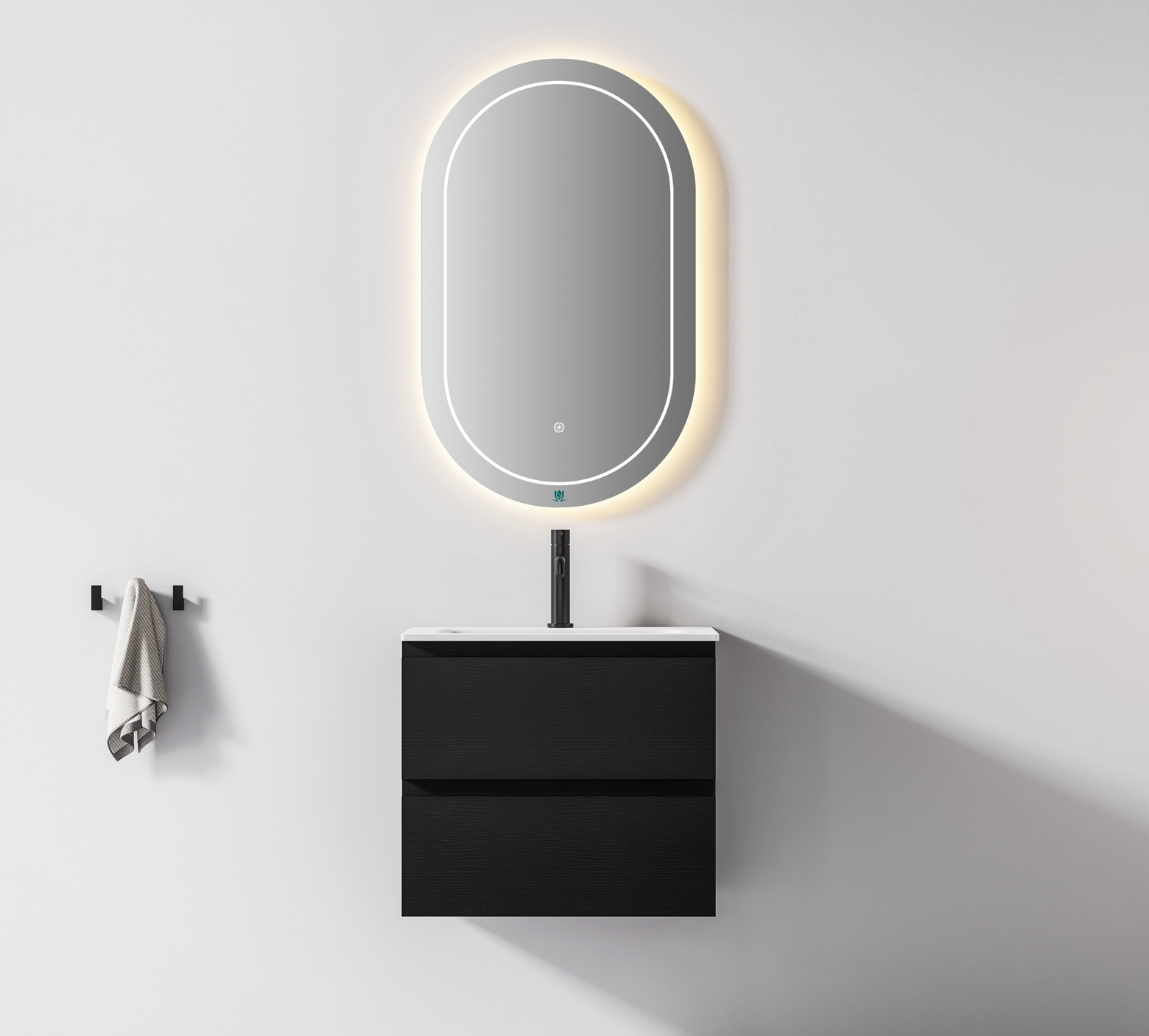 Nora Modena Wall-Hung Vanity Charred Oak W590*D455*H520 (RBV-1008MCCO600)