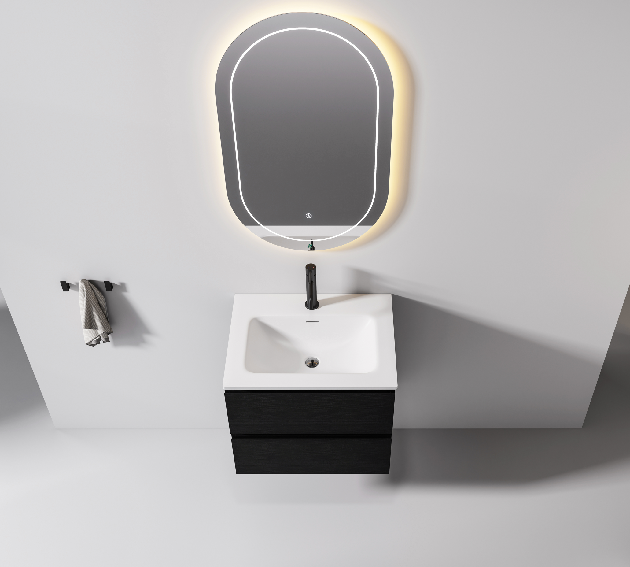 Nora Modena Wall-Hung Vanity Charred Oak W590*D455*H520 (RBV-1008MCCO600)