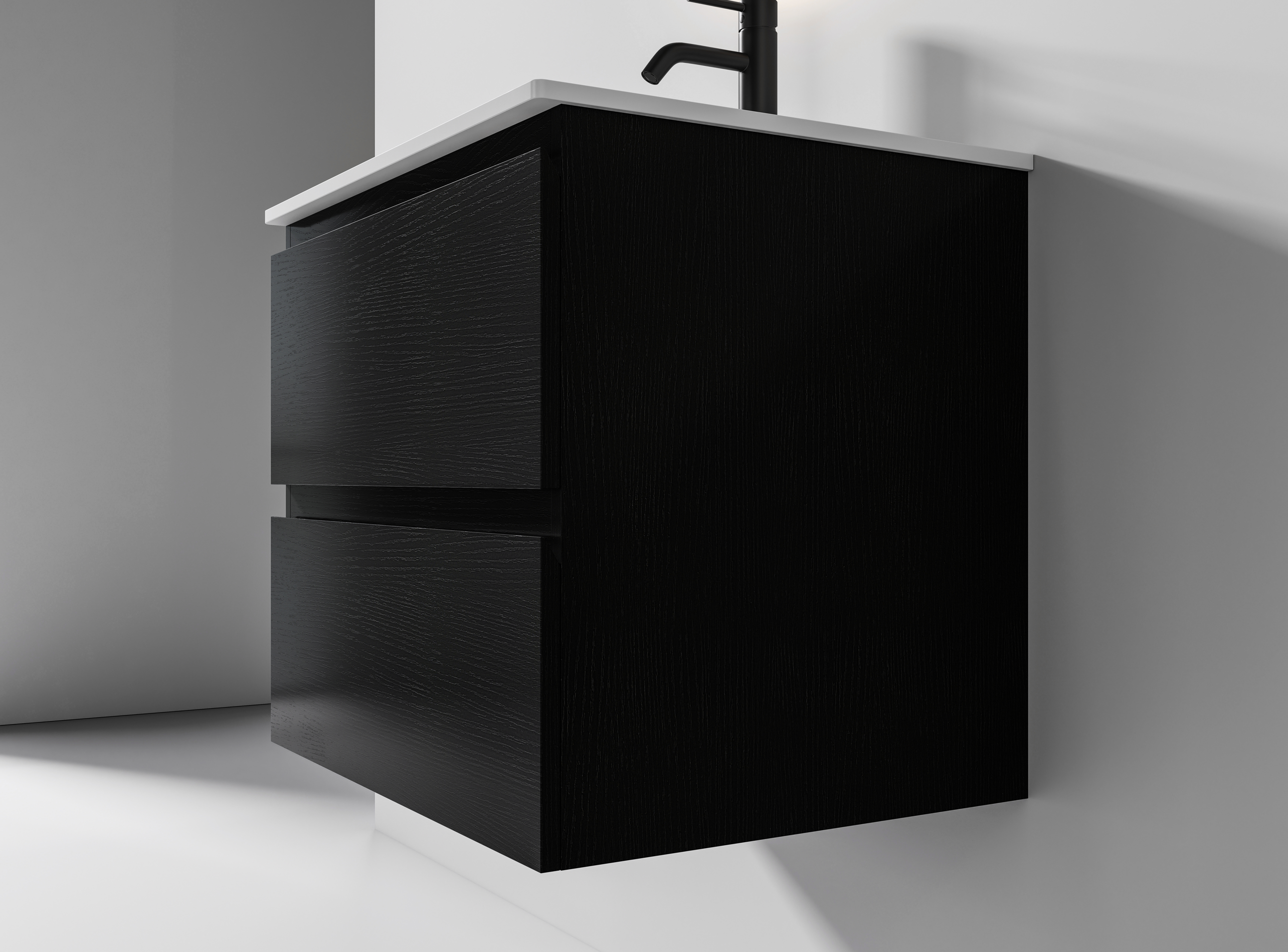 Nora Modena Wall-Hung Vanity Charred Oak W590*D455*H520 (RBV-1008MCCO600)