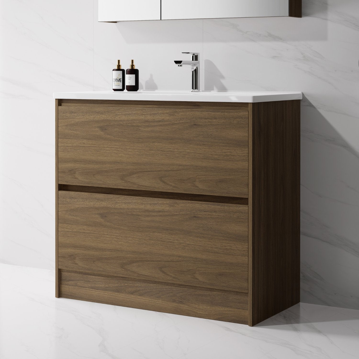 Nora Verona Floor Standing Vanity Walnut W890*D455*H820 (RBV-6009MCWN900) CABINET ONLY