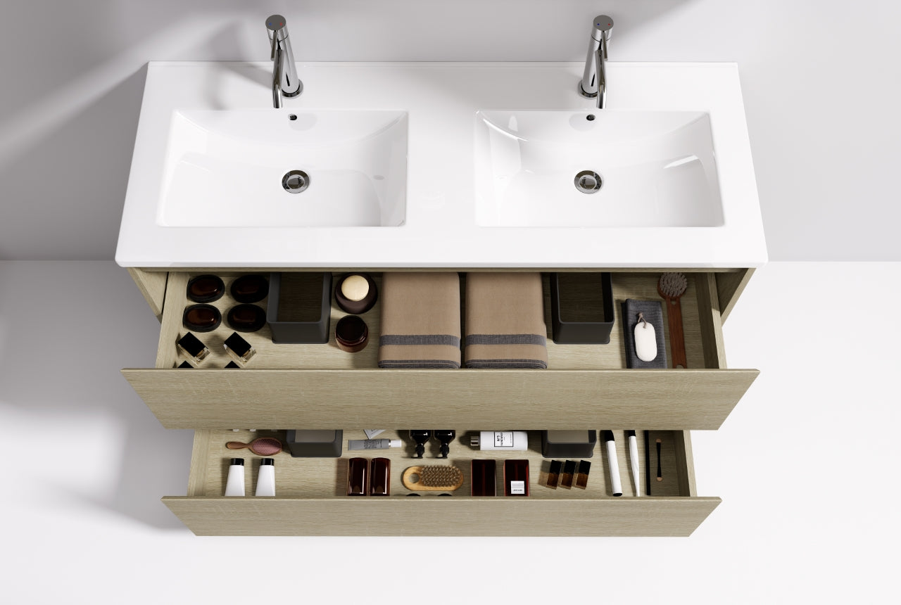 Nora Verona Floor Standing Vanity Double Bowl North American Oak W1190*D455*H820 (RBV-6009MCNAO1200DB) CABINET ONLY