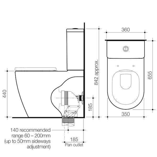Caroma Urbane II CleanFlush® Wall Faced Close Coupled Toilet Suite (Back Entry) with GermGard® (746350W)