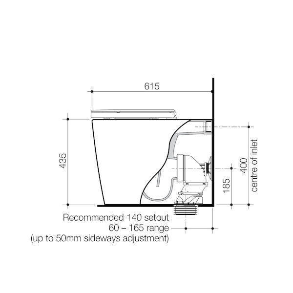 Caroma Liano Easy Height Cleanflush® Wall Faced Back Inlet Pan (with GermGard®) (843506W)