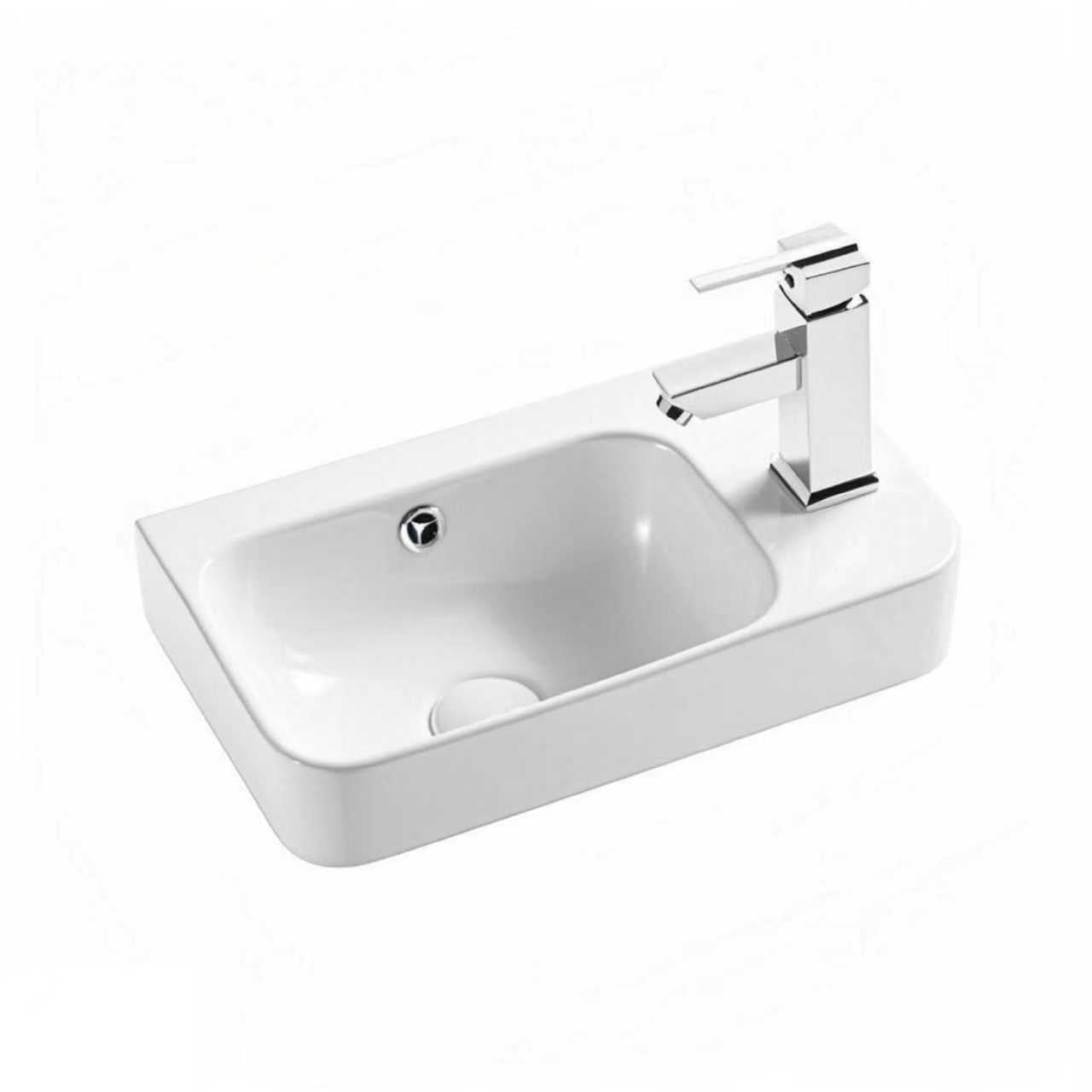 Nora Ceramic Wall-Hung Wash Basin with Overflow W450*D260*H155mm Left Hand (8817L)