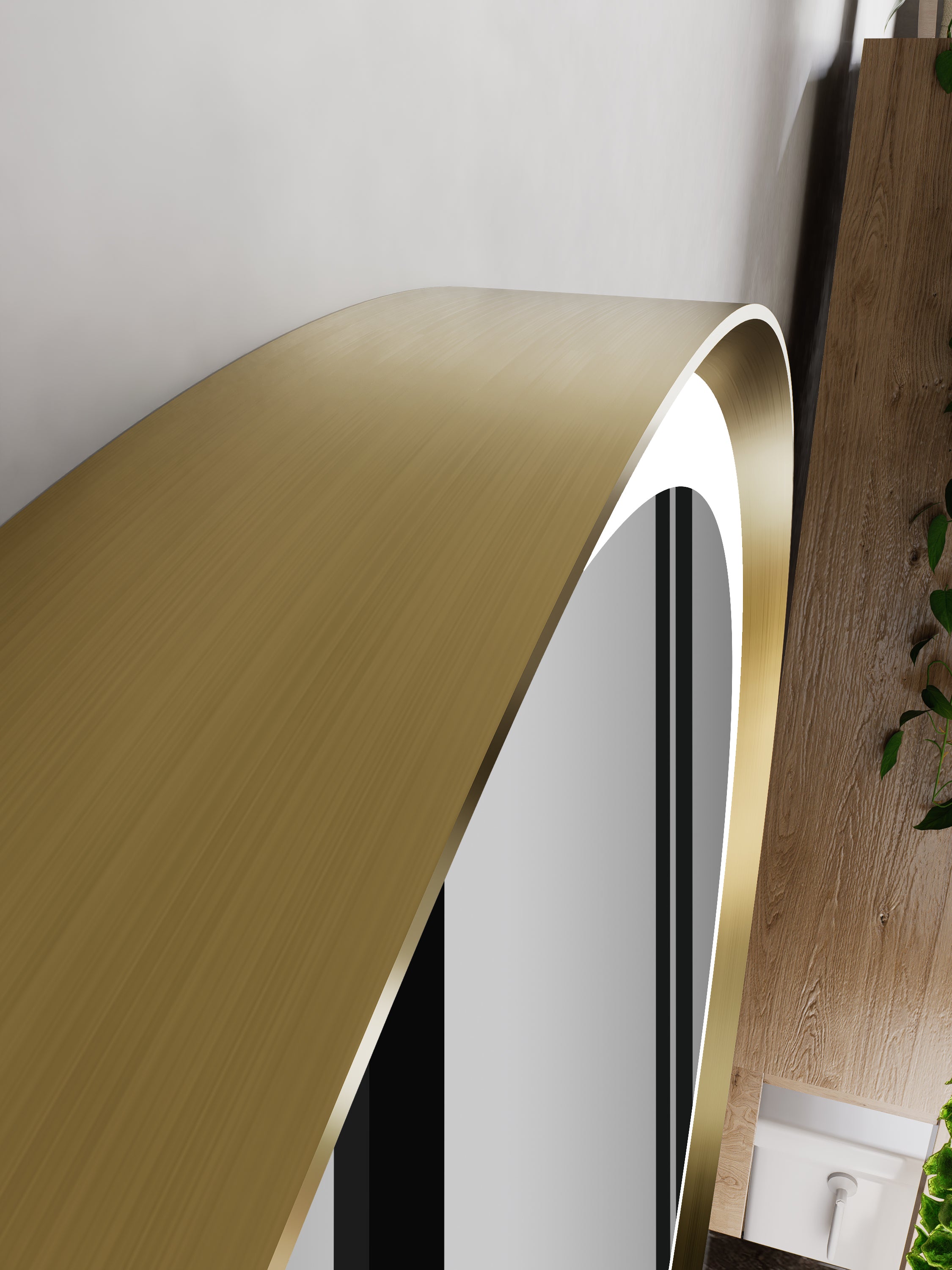Nora Round LED Frosted Mirror Brushed Brass Φ600*D43mm (JM-RD-AF600BB) Demister and Aluminium Frame