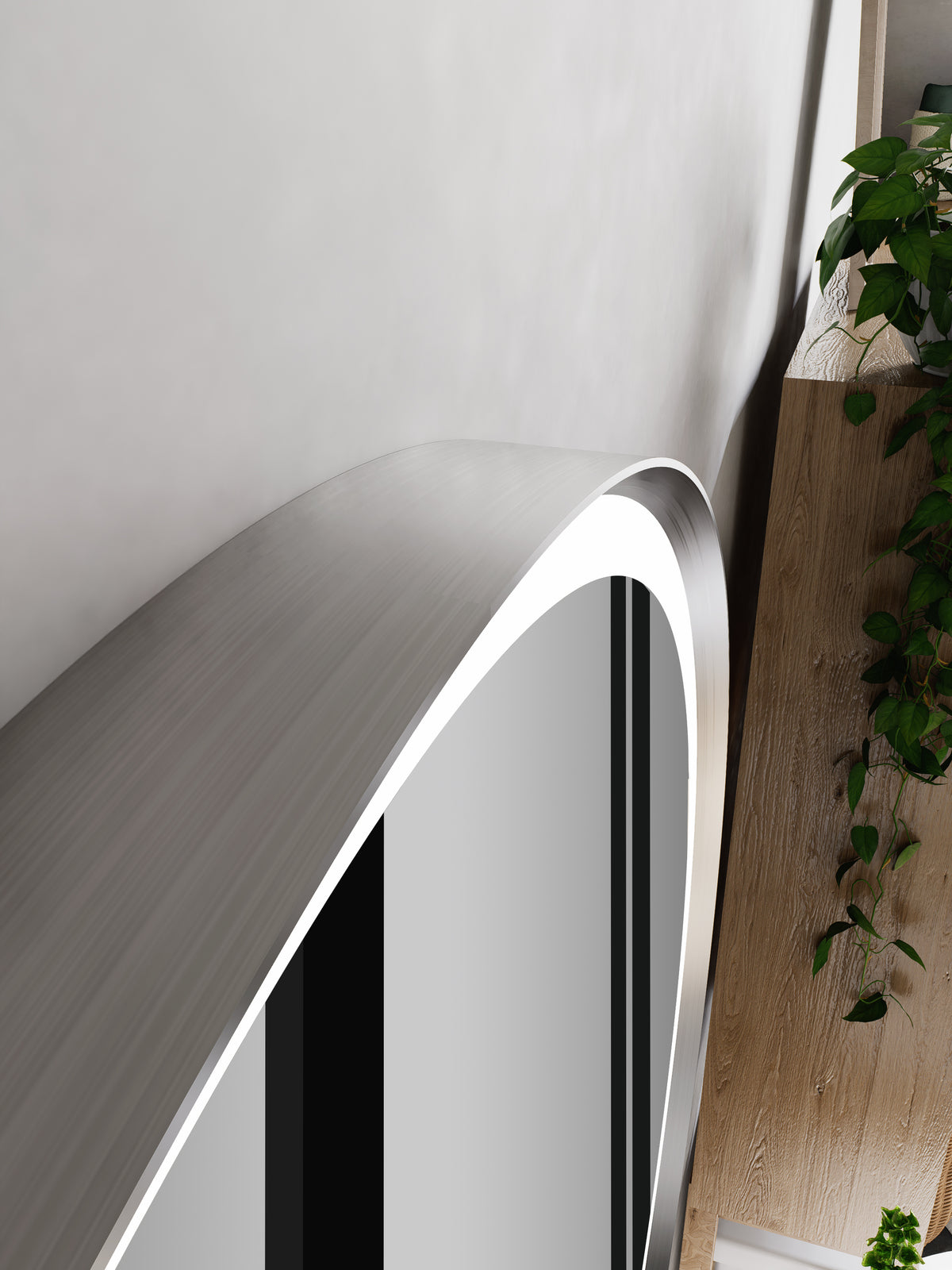 Nora Round LED Frosted Mirror Brushed Nickel Φ800*D43mm (JM-RD-AF800BN) Demister and Aluminium Frame