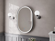 Nora Oval LED Frosted Mirror Matt Black W600*H900*D43mm (JM-OVAL-AF6090MB) Demister and Aluminium Frame