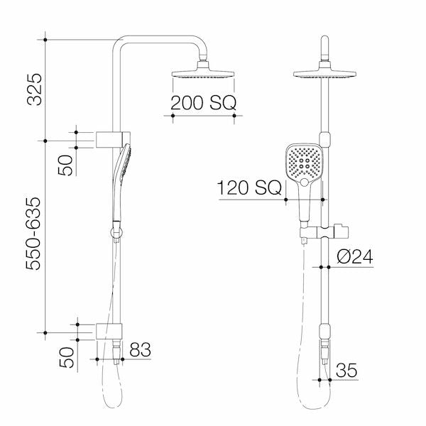 Caroma Luna® SYS O/H Shower on Rail Brushed Brass (90383BB4E)