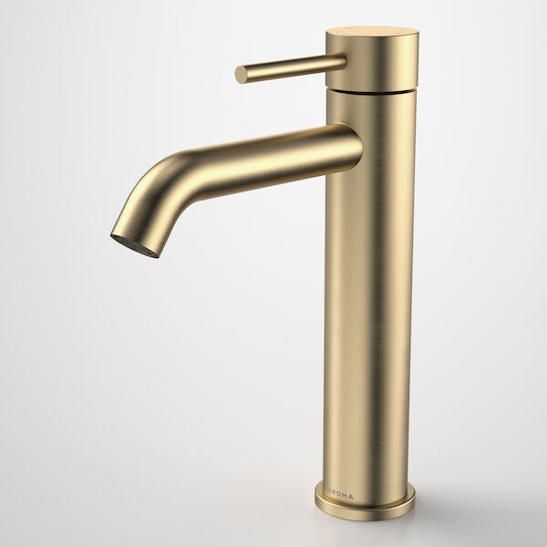 Caroma Liano II Mid Tower Basin Mixer - Brushed Brass - Lead Free (96342BB6AF)