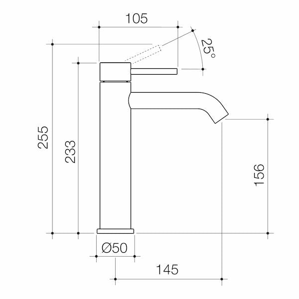 Caroma Liano II Mid Tower Basin Mixer - Brushed Brass - Lead Free (96342BB6AF)