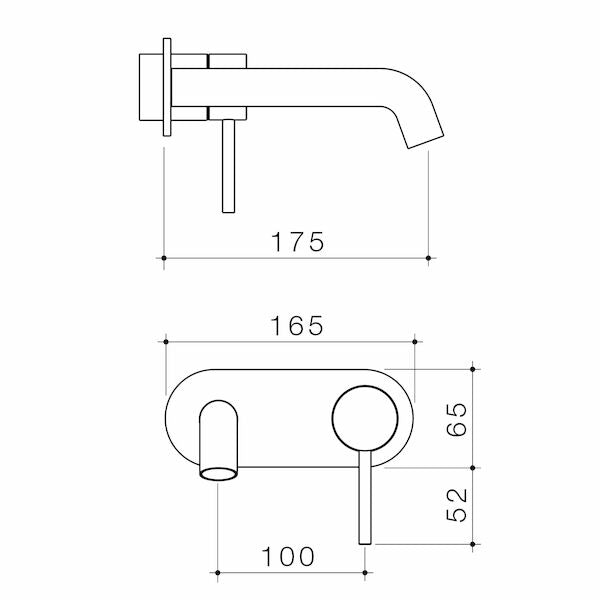 Caroma Liano II 175mm Wall Basin / Bath Trim Kit - Rounded Cover Plate - Brushed Brass - Lead Free (96349BB6AF)