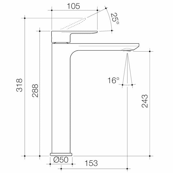 Caroma Urbane® II Tower Basin Mixer - Brushed Brass - Lead Free (98609BB6AF)