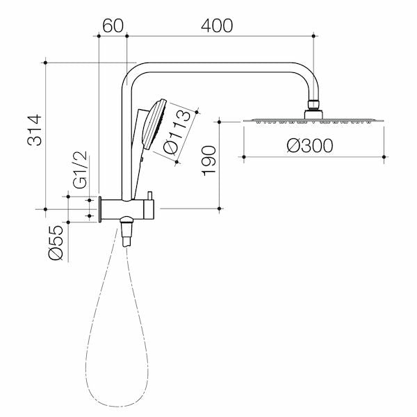 Caroma Urbane® II Compact Twin Shower - Brushed Nickel (99632BN3A)