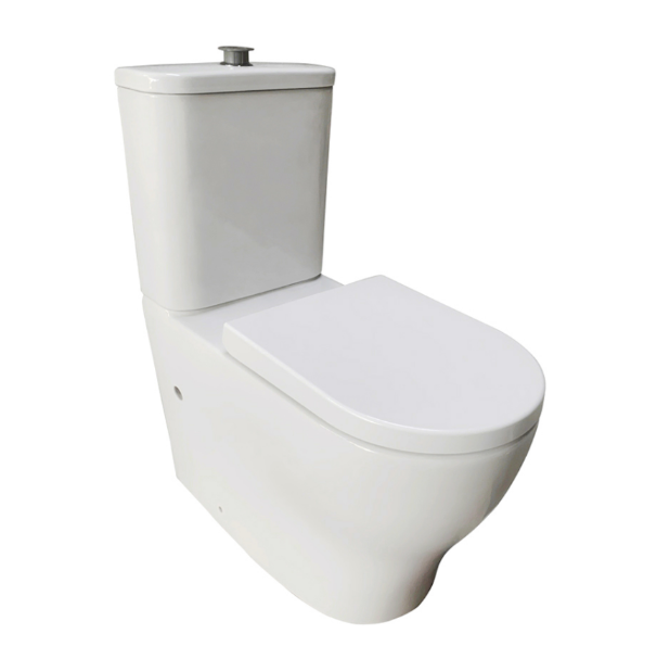 Nora Genova Rimless BTW Accessible Toilet Suite P/S Trap, Double Flap Seat (A3992B-DFS)