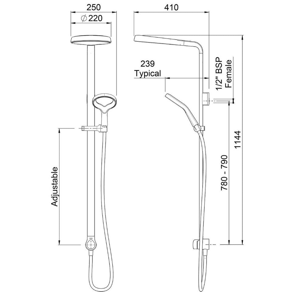 Methven Aurajet Aio Shower System Matte Black (AOSSBK)