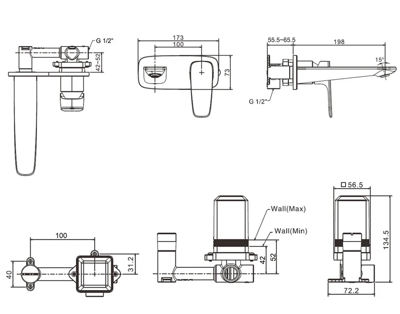 American Standard Signature Wall Mounted Basin Mixer Chrome (AS1704-101500ZN)